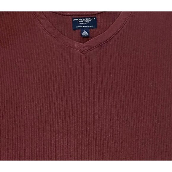 Vintage American Eagle Mens V-Neck Ribbed Shirt Size XL Long Sleeve - Picture 2 of 5